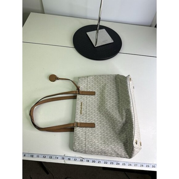 Michael Kors Jet Set Travel Md Carryall Tote White Canvas - Picture 11 of 11